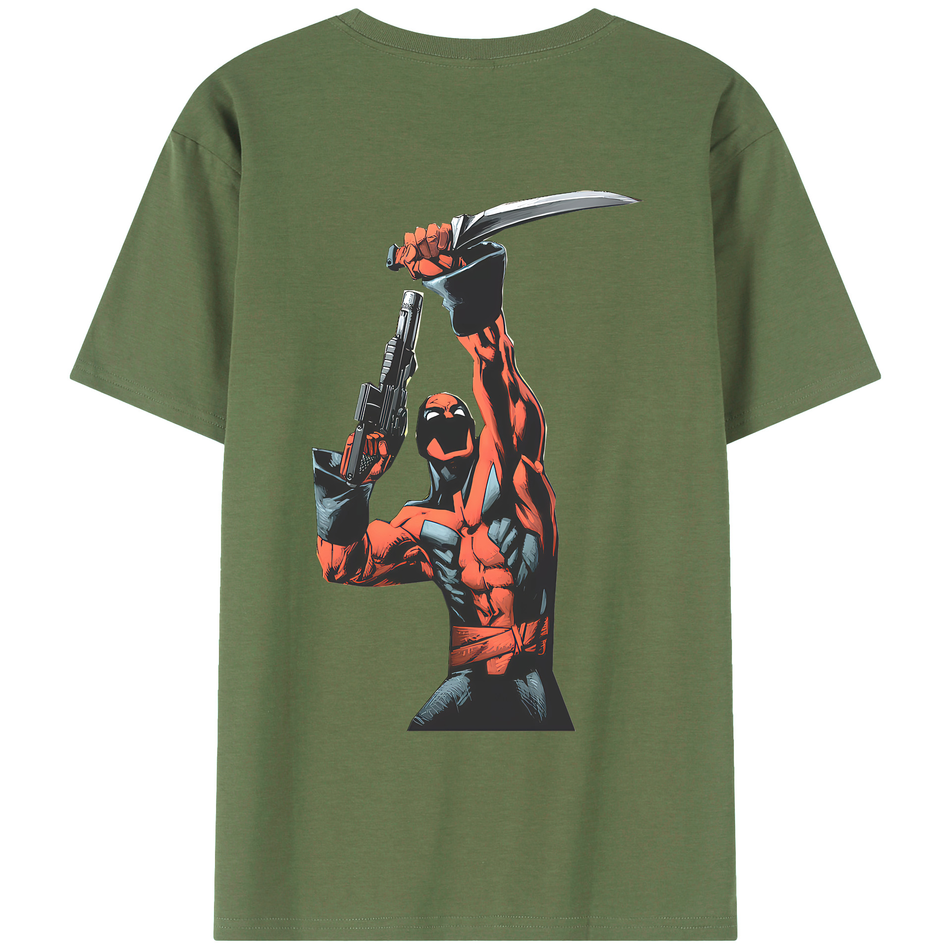 （画像用） Deadpool デッドプール 綿100％ メンズ半袖Tシャツ（バックプリント） 通気性